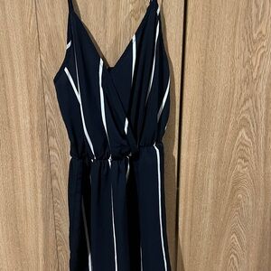 Navy Striped Sleeveless Dress